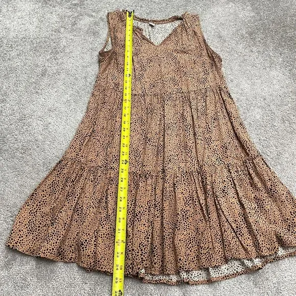 Old Navy Leopard A-Line Relaxed Midi Dress Womens Medium Brown Sleeveless Boho - Picture 5 of 13
